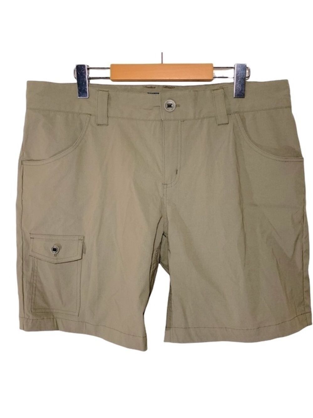 CHLOROPHYLLE Hiking Cargo Shorts Brown Tan pockets Women's Sz 14 Minimalist